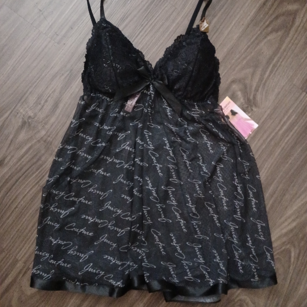 Juicy Couture Black Lace Logo Chemise